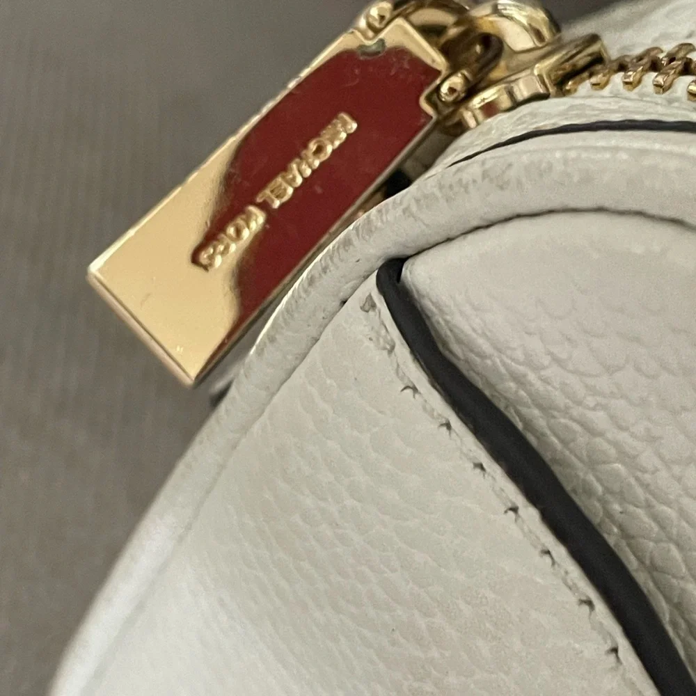 Michael Kors White Pebbled Leather Crossbody with Tassel